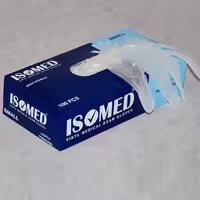 دستکش معاینه کم پودر ایزومد ISOMED بسته‌ی 100 عددی