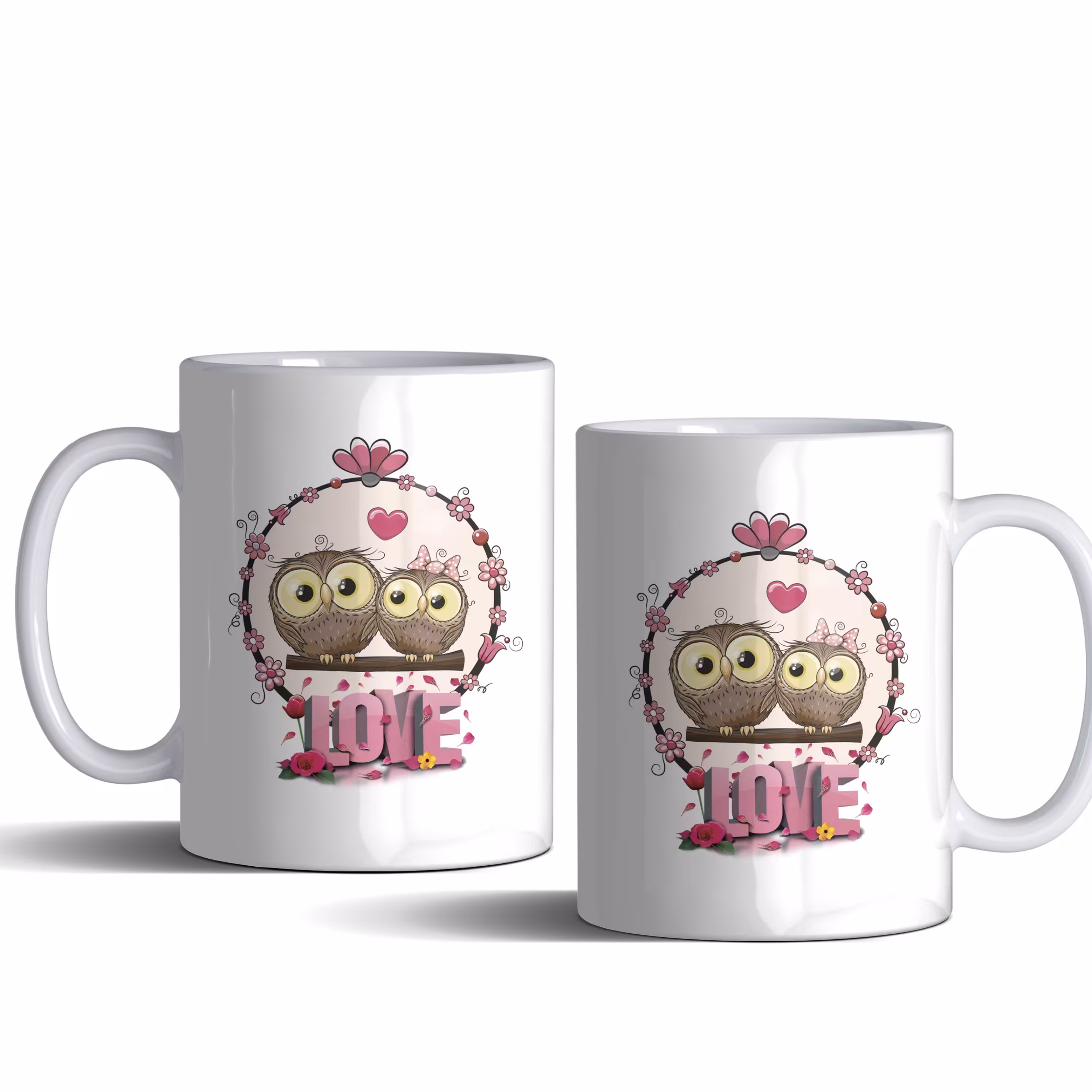 لیوان (ماگ) عاشقانۀ دو جغد عاشق با متن LOVE