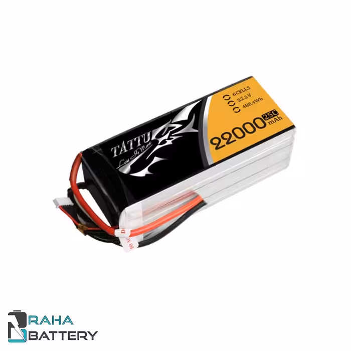 باتری لیتیوم پلیمر 6 سل Tattu 22000 mAh 25c (تولید 2018)