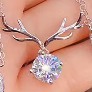 گردنبند تک نگین طرح شاخ گوزن کد XL214