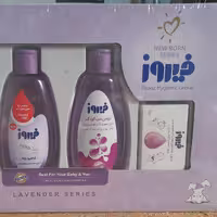 پک هدیه شامپو بچه اسطوخودوس شامپو بدن صابون بچه روغن بدن 4تیکه