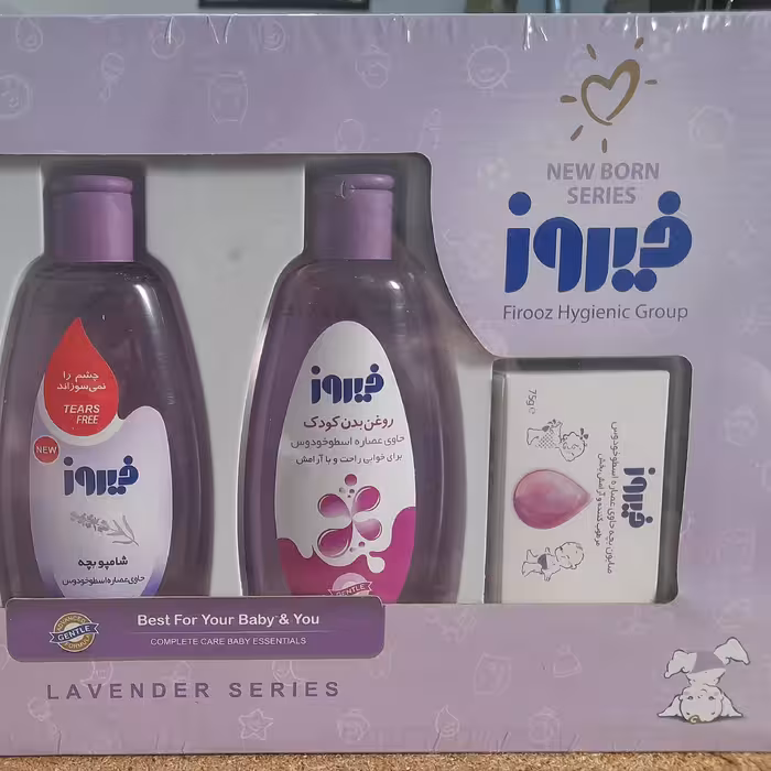 پک هدیه شامپو بچه اسطوخودوس شامپو بدن صابون بچه روغن بدن 4تیکه