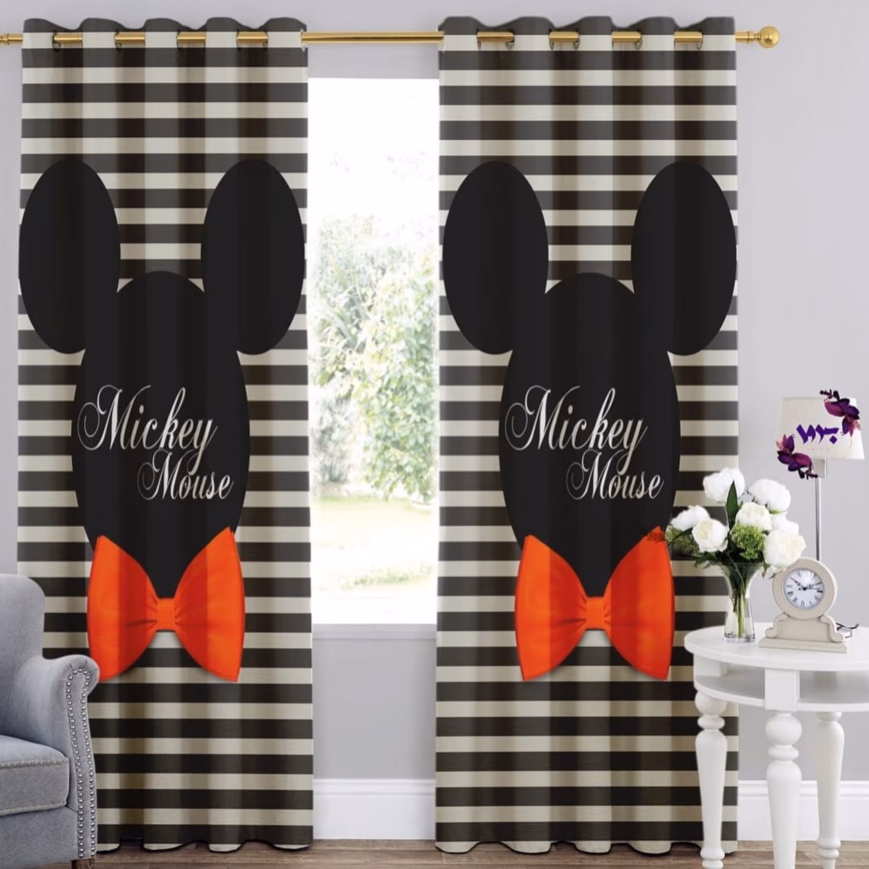 پرده کودک طرح میکی موس بروا گالری با کیفیت و دوخت بسیار عالی