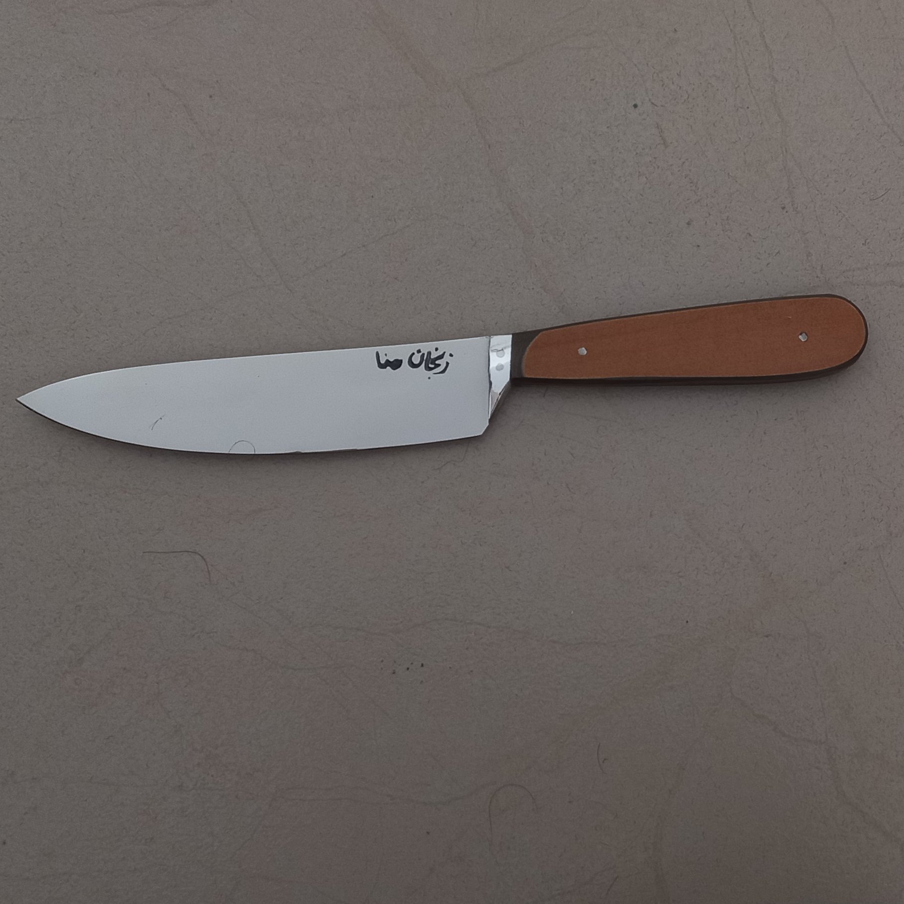 چاقوی اشپزخانه دست ساز زنجان استیل ضد زنگ فوق العاده تیز کد3