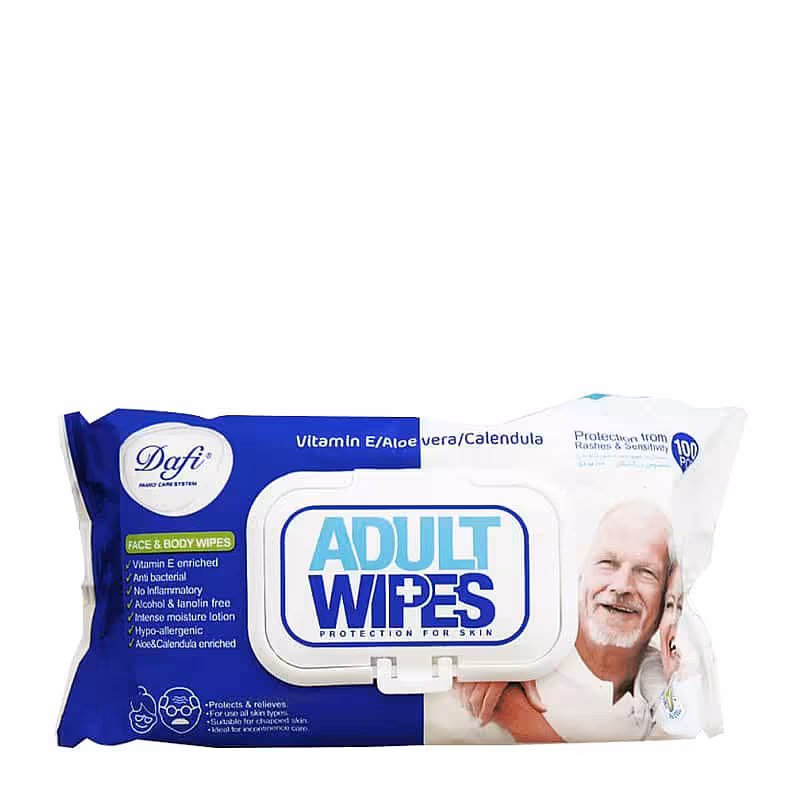 قیمت خرید اینترنتی دستمال مرطوب دست، صورت و بدن بزرگسالان دافی 100 عددی | فارموکسین