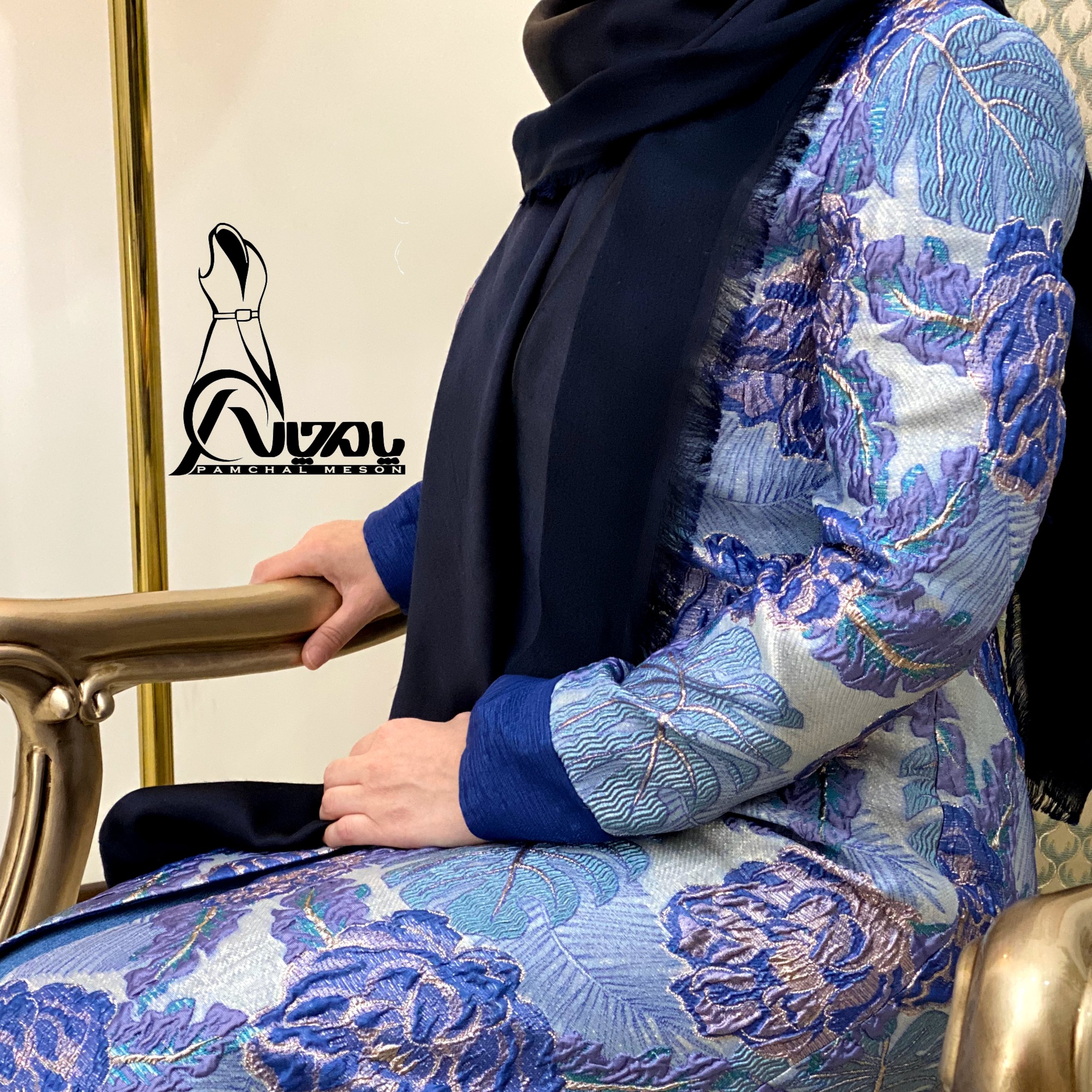 مانتو ژاکارد آبی بنفش رنگ سال سایز 40