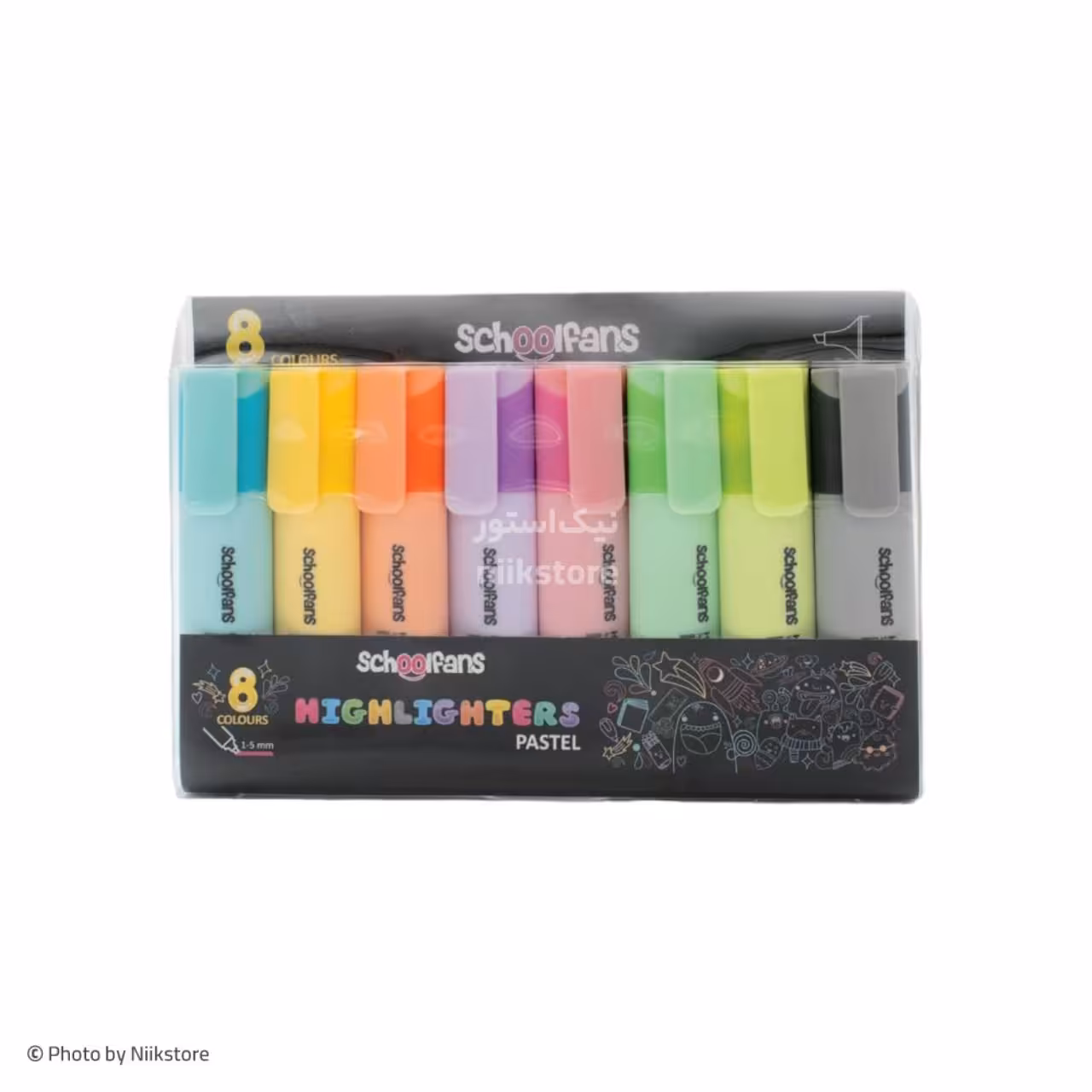 علامت زن(هایلایتر) تخت 8 رنگ پاستلی اسکول فنس کد 92315