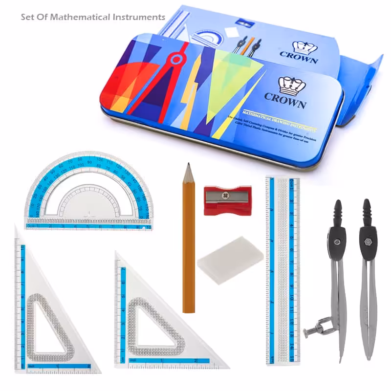 ست پرگار 9 تکه جعبه فلزی CROWN