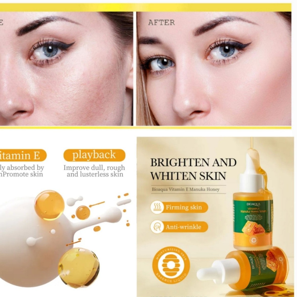 سرم صورت عسل و ویتامین E بیواکوا bioaqua
اورجینال
روشن کننده پوست صورت آبرسان و مرطوب کننده عمیق پوست
بافت ای