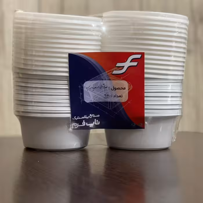 پک ظرف یکبارمصرف خورشتی سفید با درب - 25 عددی 