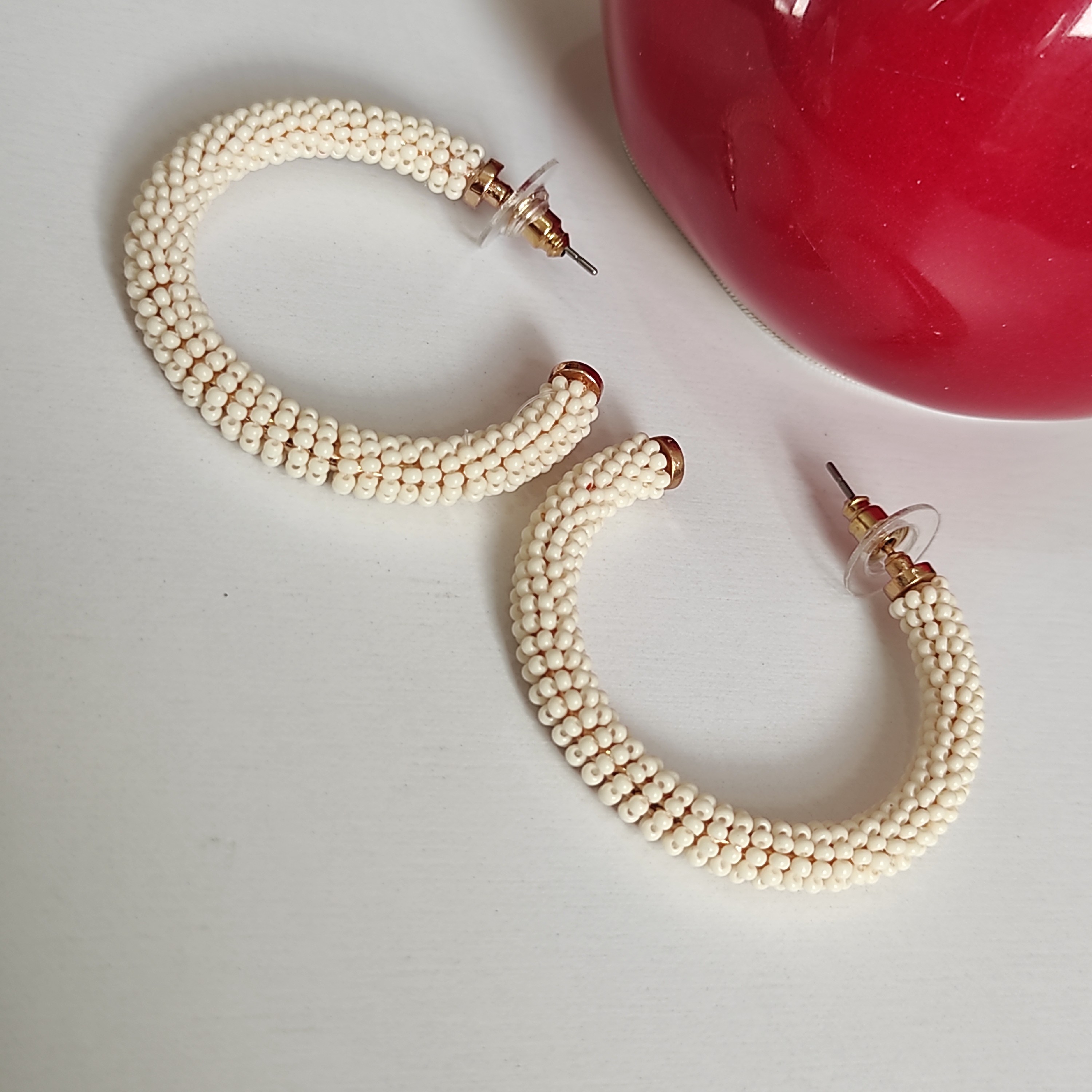 گوشواره حلقه ای مهره ای رنگ ثابت و ضدحساسیت
