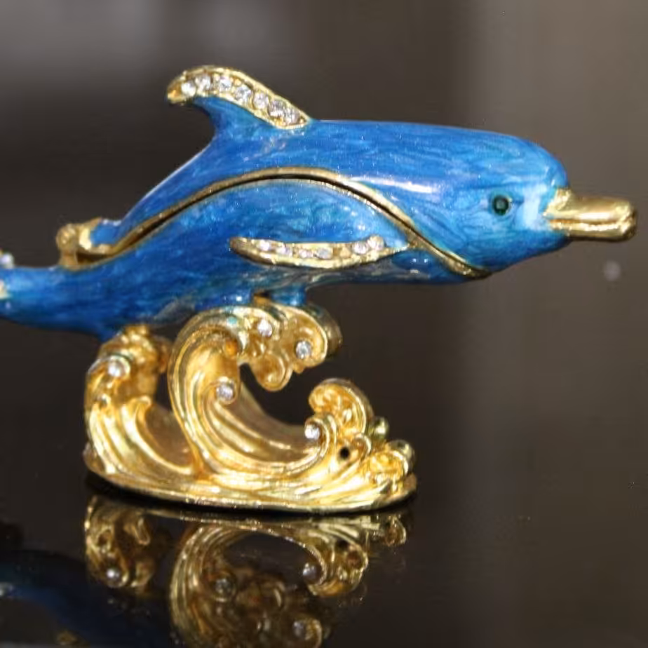 جاجواهری طرح دلفین رنگ آبی 