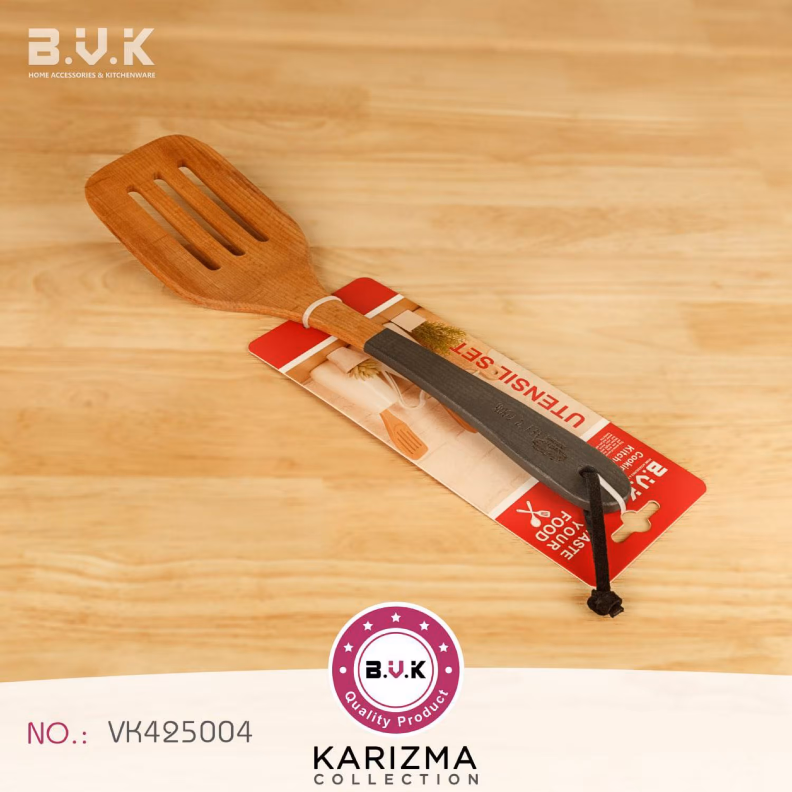 کفگیر چوبی بی وی کی VK425004 مدل کاریزما دودی 