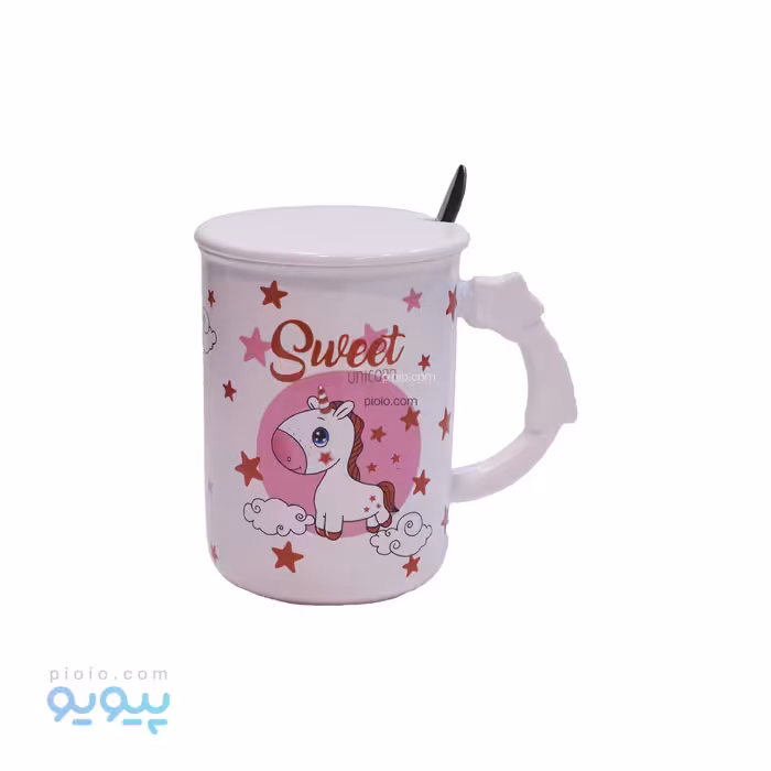 ماگ سرامیکی درب دار طرح یونیکورن عمده و کارتنی