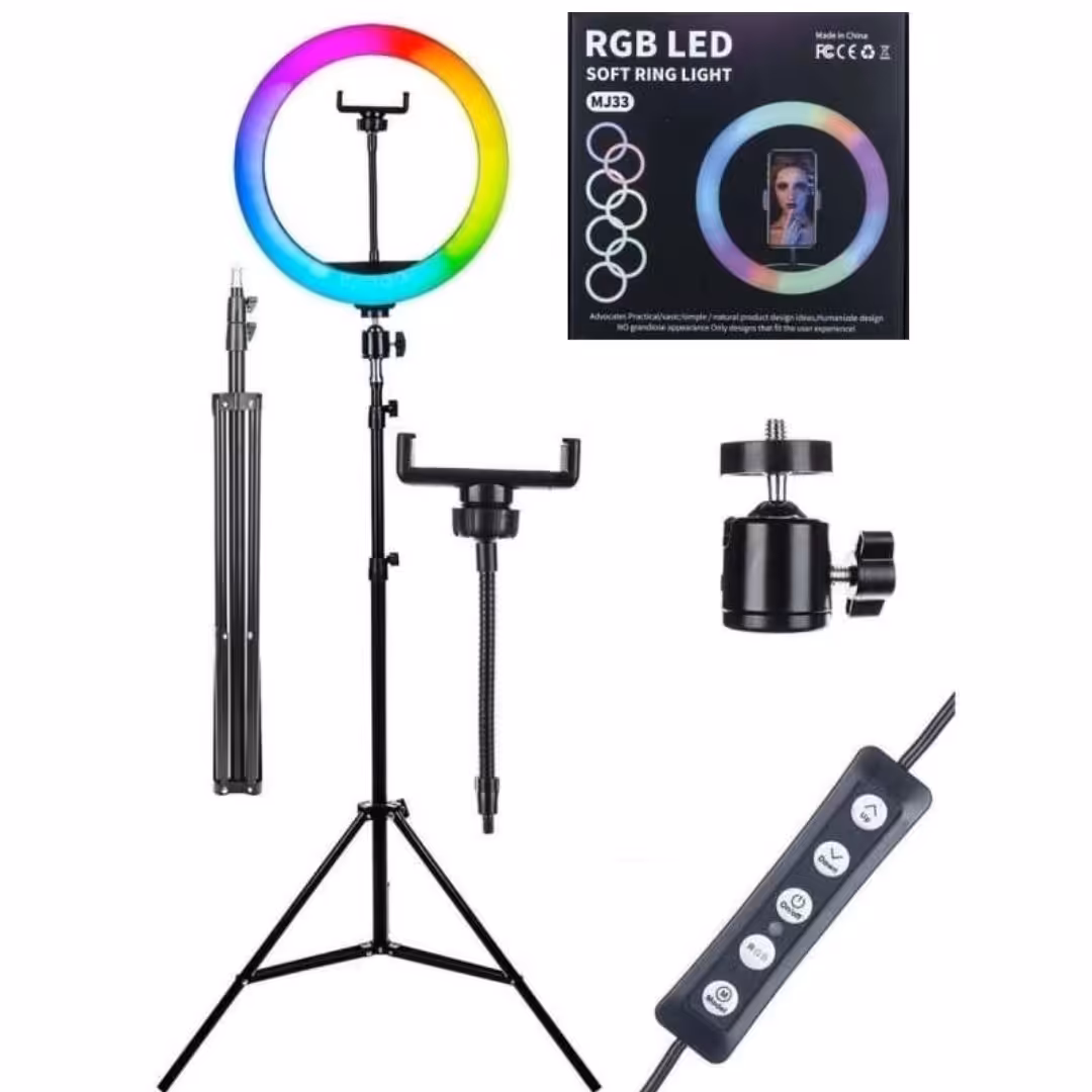 رینگ لایت Mj33 RGB همراه با پایه