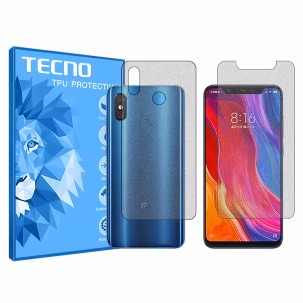 گلس صفحه نمایش و پشت گوشی شیائومی Mi 8 مدل هیدروژلی مات برند تکنو کد SS