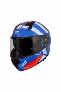 کلاه کاسکت موتورسیکلت آبی موتور M 966 V2 Jaw عینک باز شده ام تی اس MTS