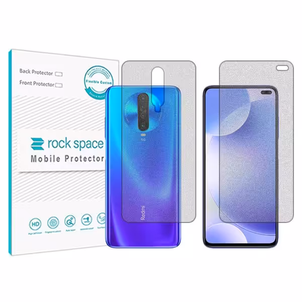 گلس صفحه نمایش و پشت گوشی شیائومی Redmi K30 5G مدل نانو هیدروژل گیمینگ برند راک اسپیس کدSS