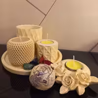 ست گلدان و جاوارمری تک رنگ سنگ مصنوعی