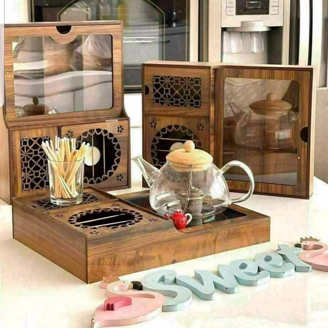 باکس  تی بگ  چوبی  وارمر دار مستطیل 