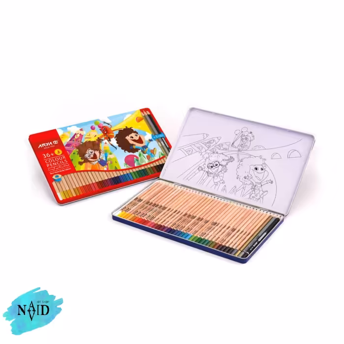 مدادرنگی 3 36 رنگ آریا جعبه فلزی