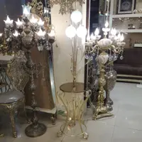 میزعلمی گلدار طلایی ونقره ای صنایع دستی ایران ارتفاع 167 قطرشیشه 39 سانت مناسب میزتلفن2523 (پس کرایه)
