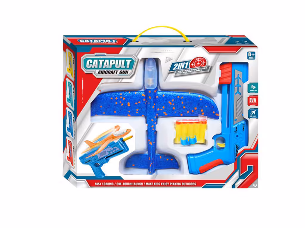 تفنگ اسباب بازی هواپیما پرتاب کن دارای هواپیمای فومی و تیرهای ابری 2 کاره