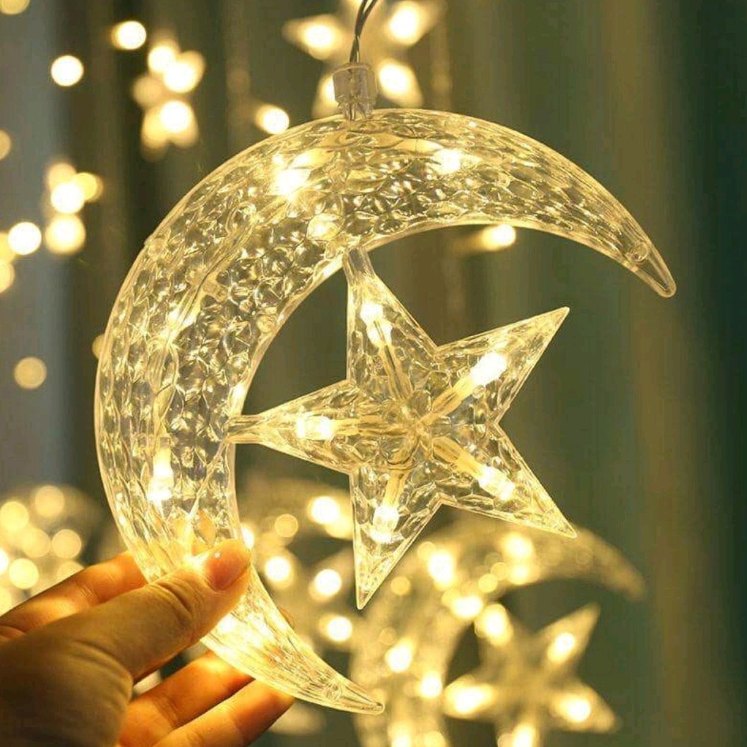 ریسه ماه و ستاره پرده ای بزرگ  ارسال رایگان