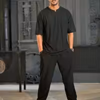 ست تیشرت شلوار مراکشی یقه کوبایی