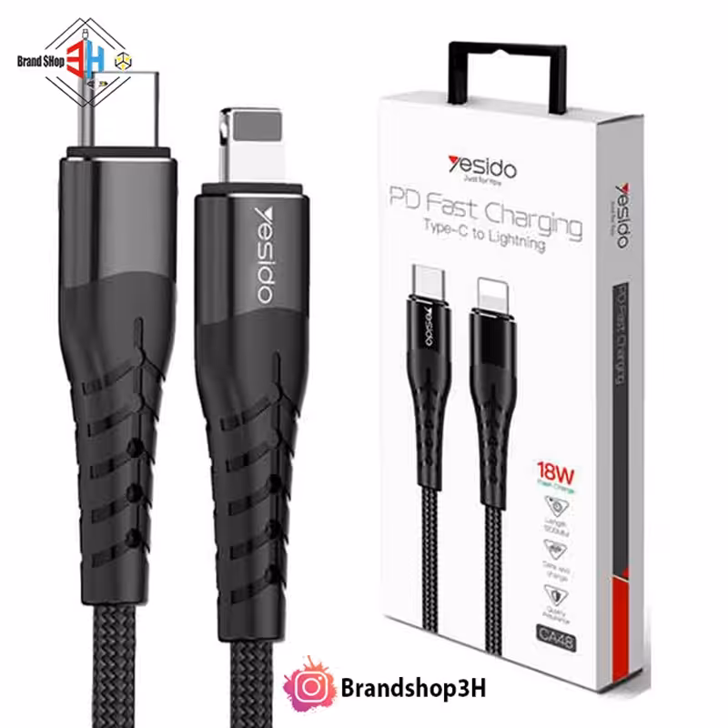 کابل شارژ و انتقال داده تایپ سی به لایتنینگ برند yesido مدل CA48