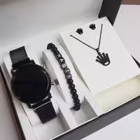 ساعت ال ای دی با نیم ست و دستبند به اسم دلخواه قاب گرد 