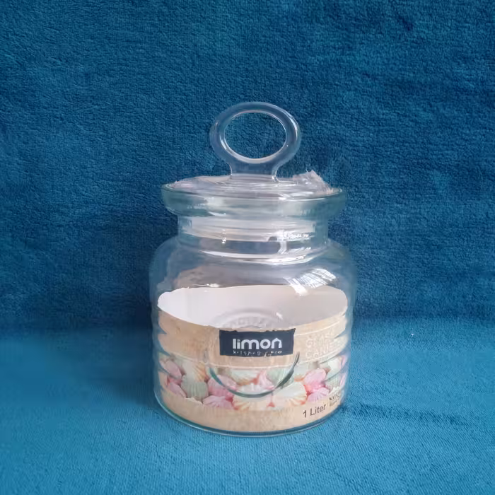 بانکه شیشه ای 1000 میل لیمون روستیک-کندی با درب واشردار-بانکه یک لیتر ایرانی