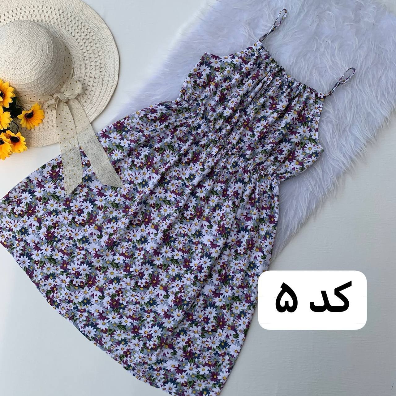 پیراهن زنانه کوتاه نخی بندی طرحدار فری سایز تا 46