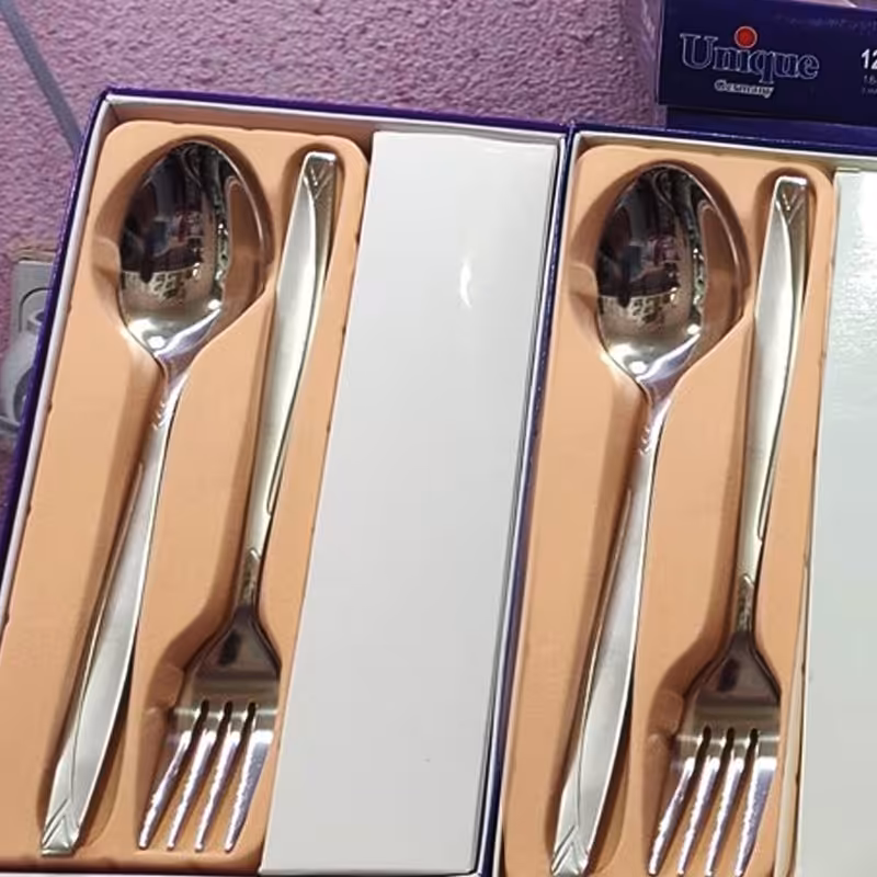 قاشق چنگال اصلی طرح  آینه ای یا ساده یونیک 6  نفره استیل  آهنربا نگیر   