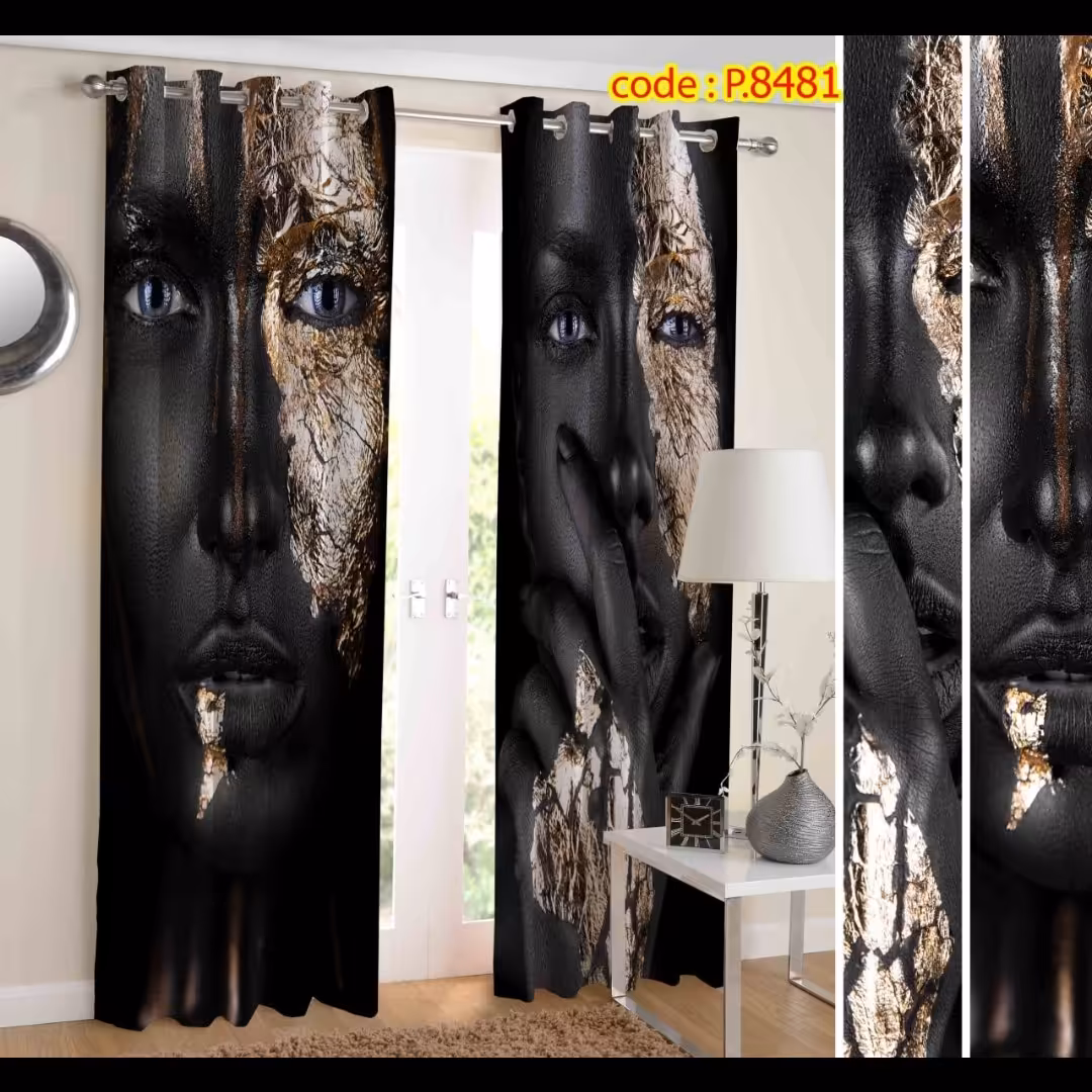 پرده اتاق خواب دخترانه دو قواره طرح رخ کد P8481