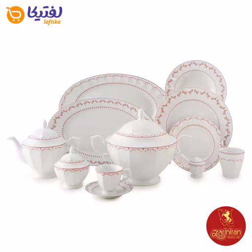 سرویس فرانسیس صورتی چینی زرین 12 نفره نئوکلاسیک 103 پارچه