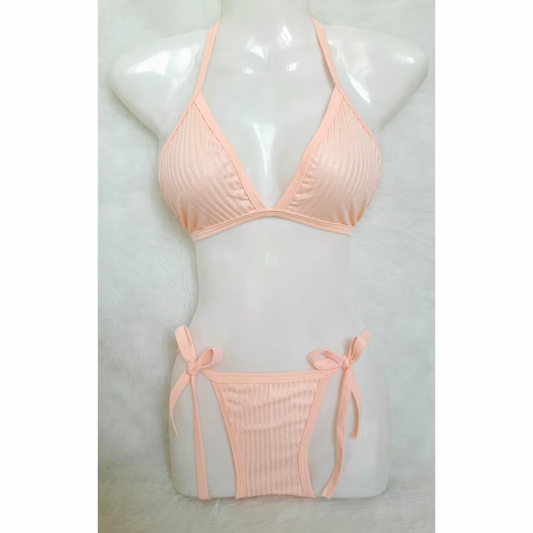 ست شورت و سوتین گره ای (بیکینی) کبریتی گلبهی