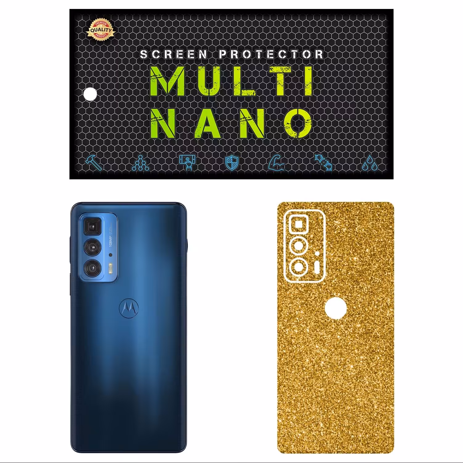 برچسب پوششی MultiNano مدل X-F1G  مناسب برای موبایل موتورولا Edge 20 Pro طلایی