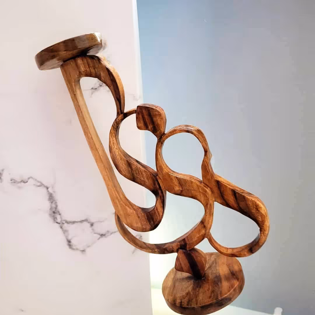 شمعدان با اسم برنا چوبی دستساز چوبی گالری  