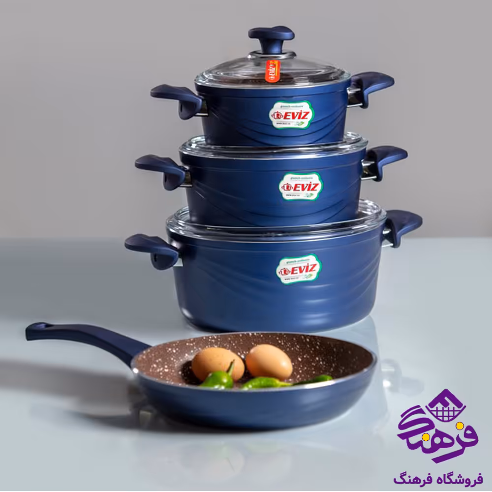 سرويس قابلمه پويان 7پارچه سووينگ Eviz سرمه اي