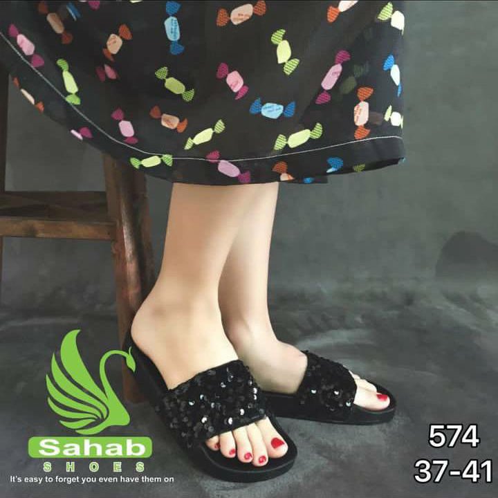 صندل زنانه طبی مجلسی کد 574 مدل پولکی رنگ مشکی سایز 37 تا سایز 41 فوق العاده نرم و راحت و سبک
