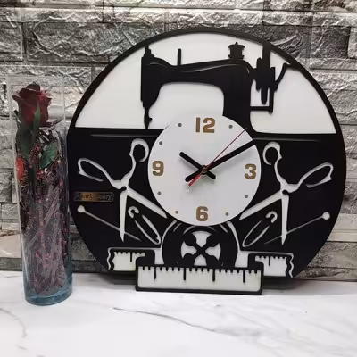 ساعت دیواری آذرلاکچری طرح مزون خیاطی کد KH01