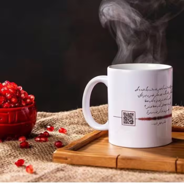 ماگ سخنگو با صدای سفارشی و خصوص شما همراه با چاپ عکس و بارکد صوتی