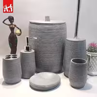 اکسسوری و ست سرویس بهداشتی Wawe آذین ست/ رنگ طوسی طرح سنگ / مدرن / جنس رزین درجه یک 