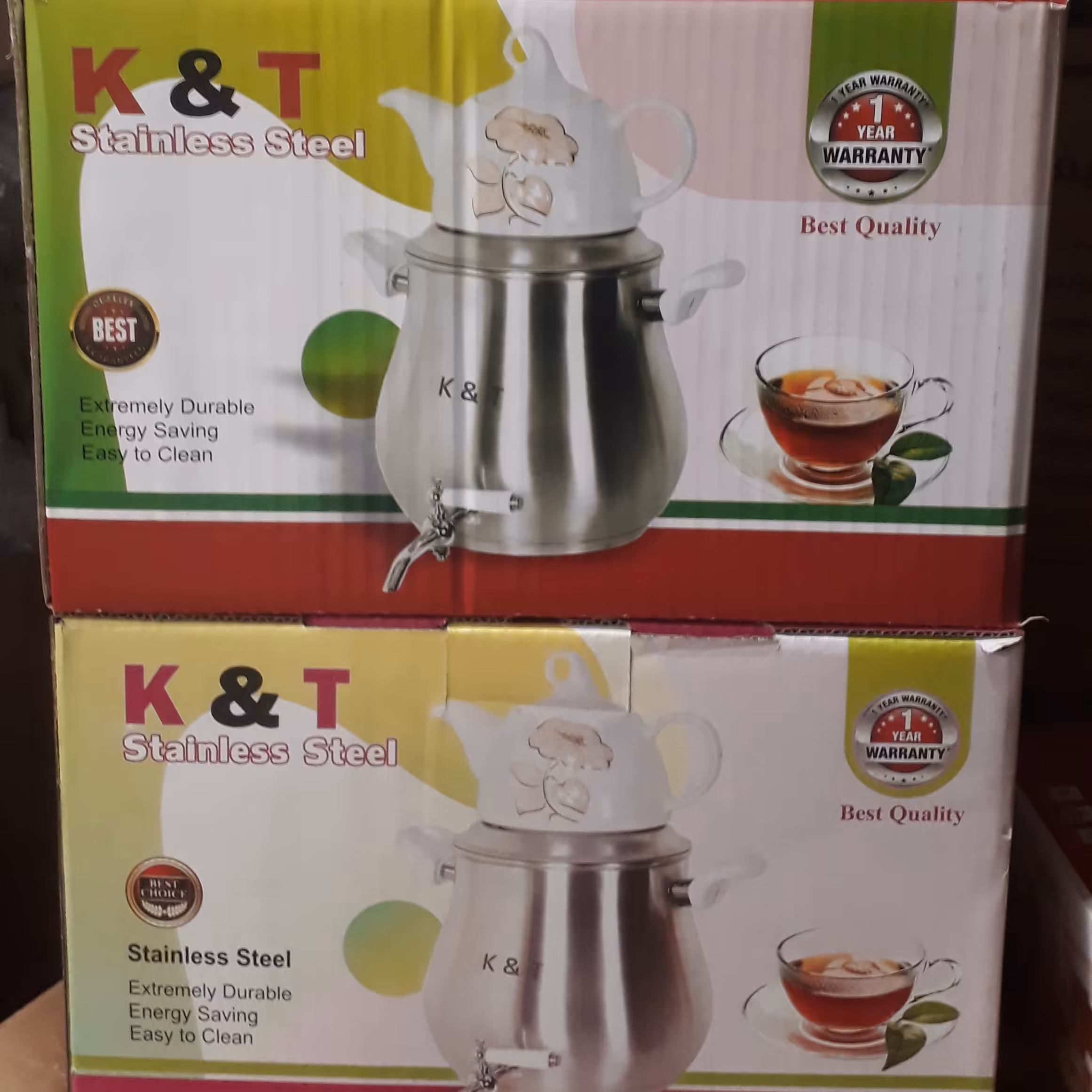 کتری و قوری کی تی   کتری و قوری شیردار کف چدن 6لیتری