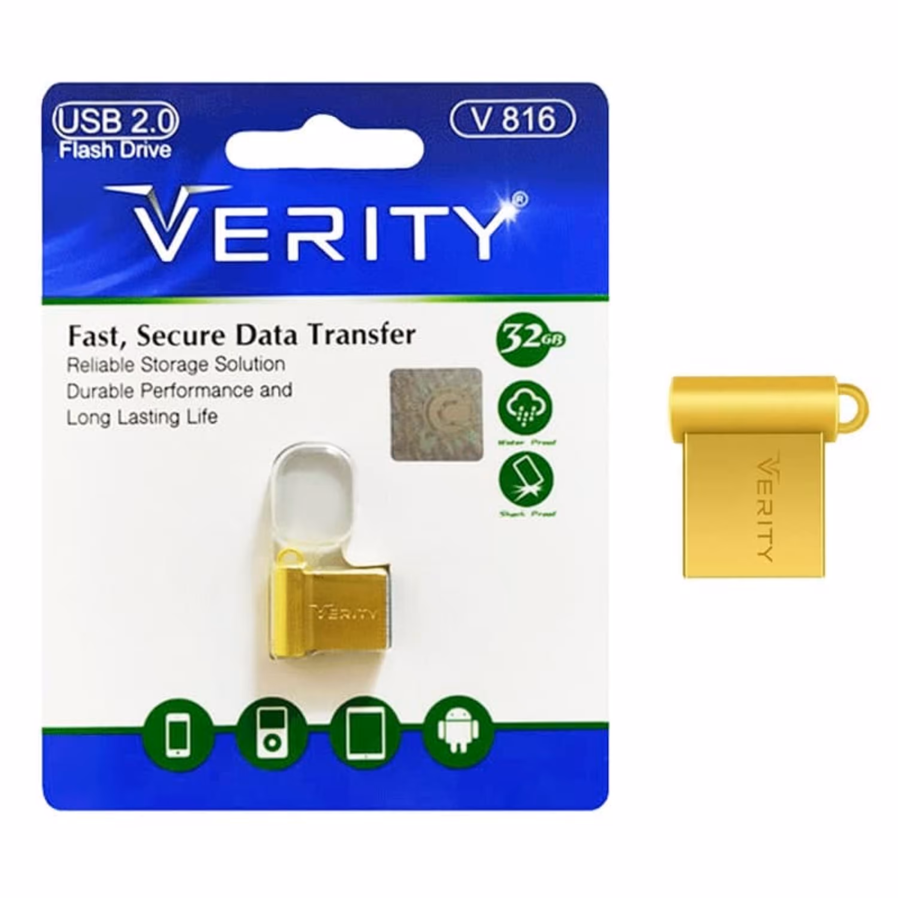 فلش 32GB USB 2.0 Verity V816 با گارانتی مادام العمر