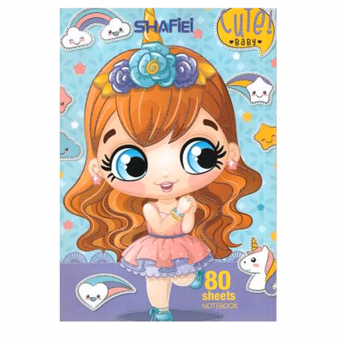 دفتر مشق 80 برگ شفیعی مدل دختر یونیکورن کد 07