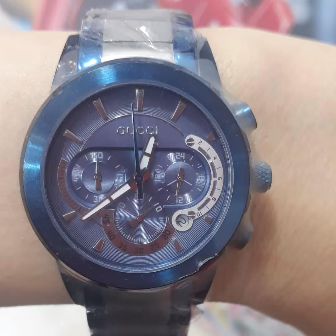 ساعت مردانه  گوچی -آبی رنگ  بند استیلGUCCI