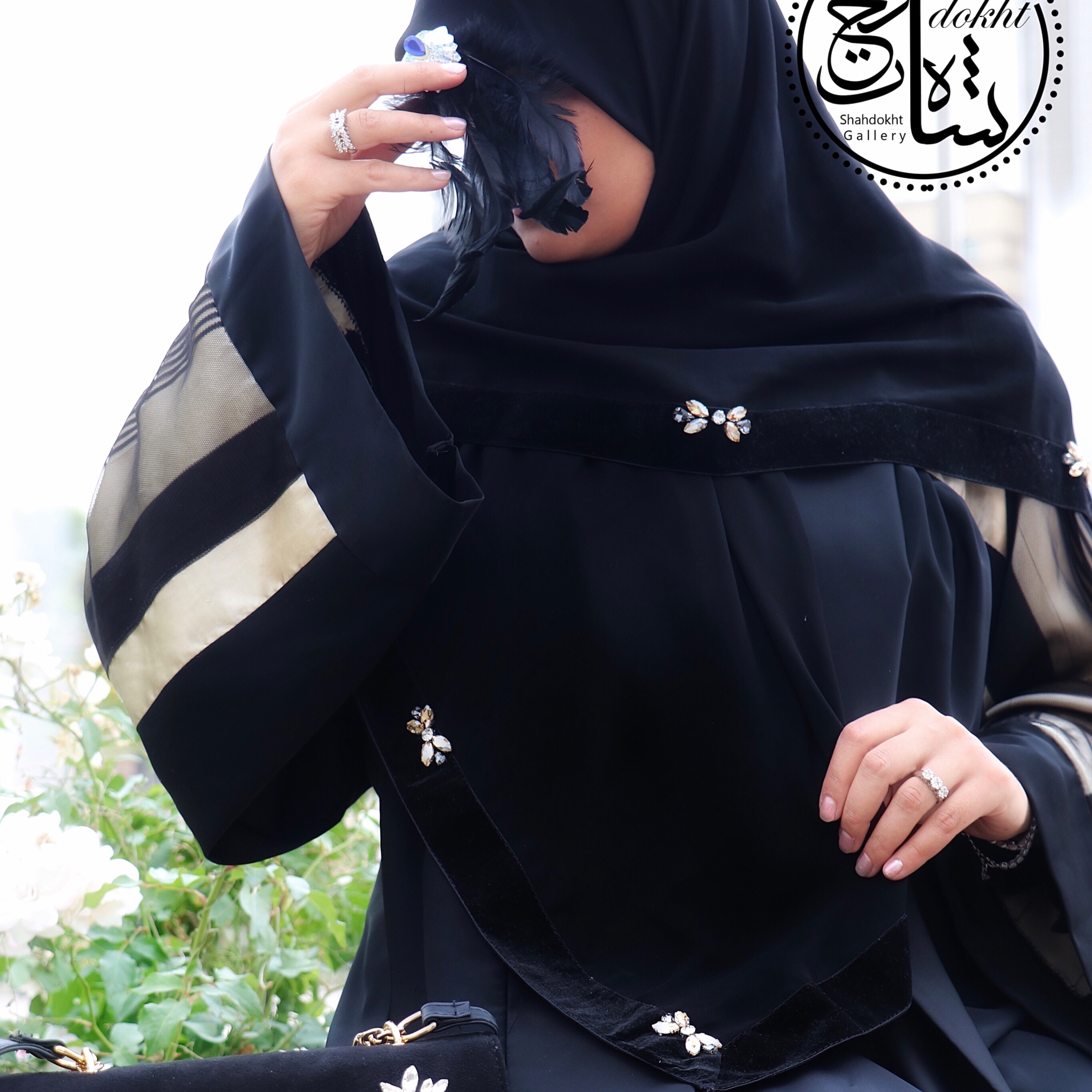 روسری مجلسی جواهردوزی طرح نسترن