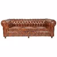 مبل اداری پارسین مدل چستر دو قالپاقه قهوه ای نرمال سه نفره